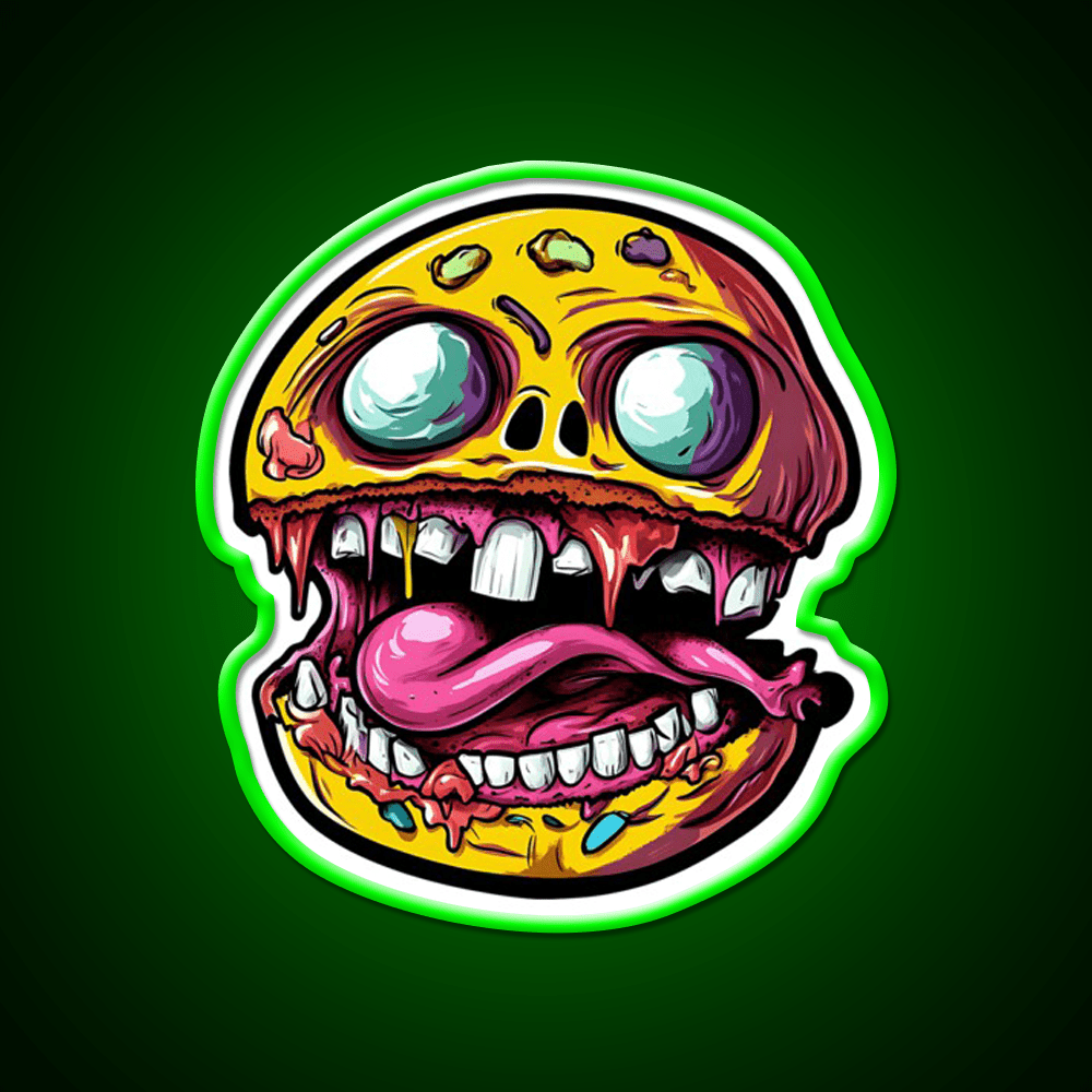 Crazy Burger Monster Art Snack Food Led Neon Sign Rgb Color - Shineneon