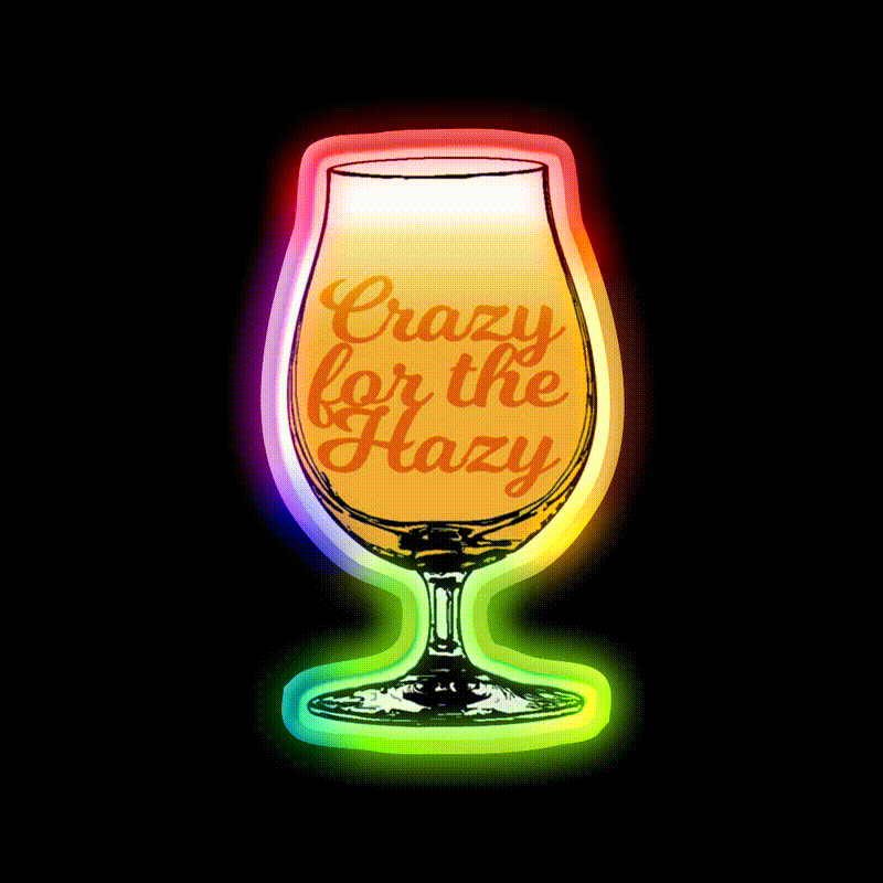 Crazy For The Hazy A Fun And Colorful Beer Bar Decor Led Neon Sign Rgb Color - LED neon sign close-up detail