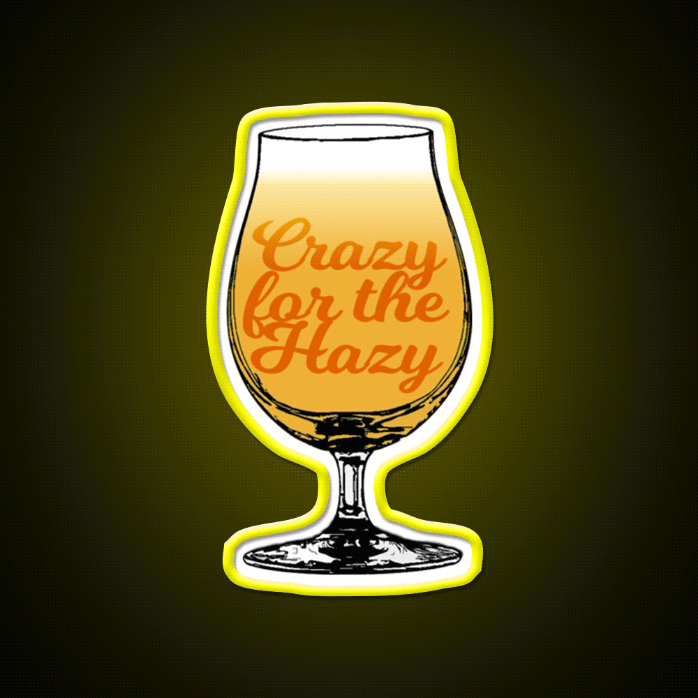 Crazy For The Hazy A Fun And Colorful Beer Bar Decor Led Neon Sign Rgb Color - Custom LED neon sign front view