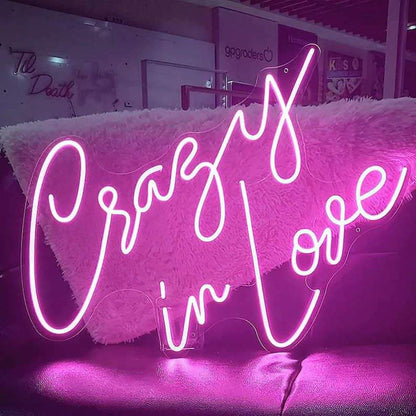 Crazy In Love Led Neon Sign White On Purple Handwritten Wedding Party Decor | Shineneon