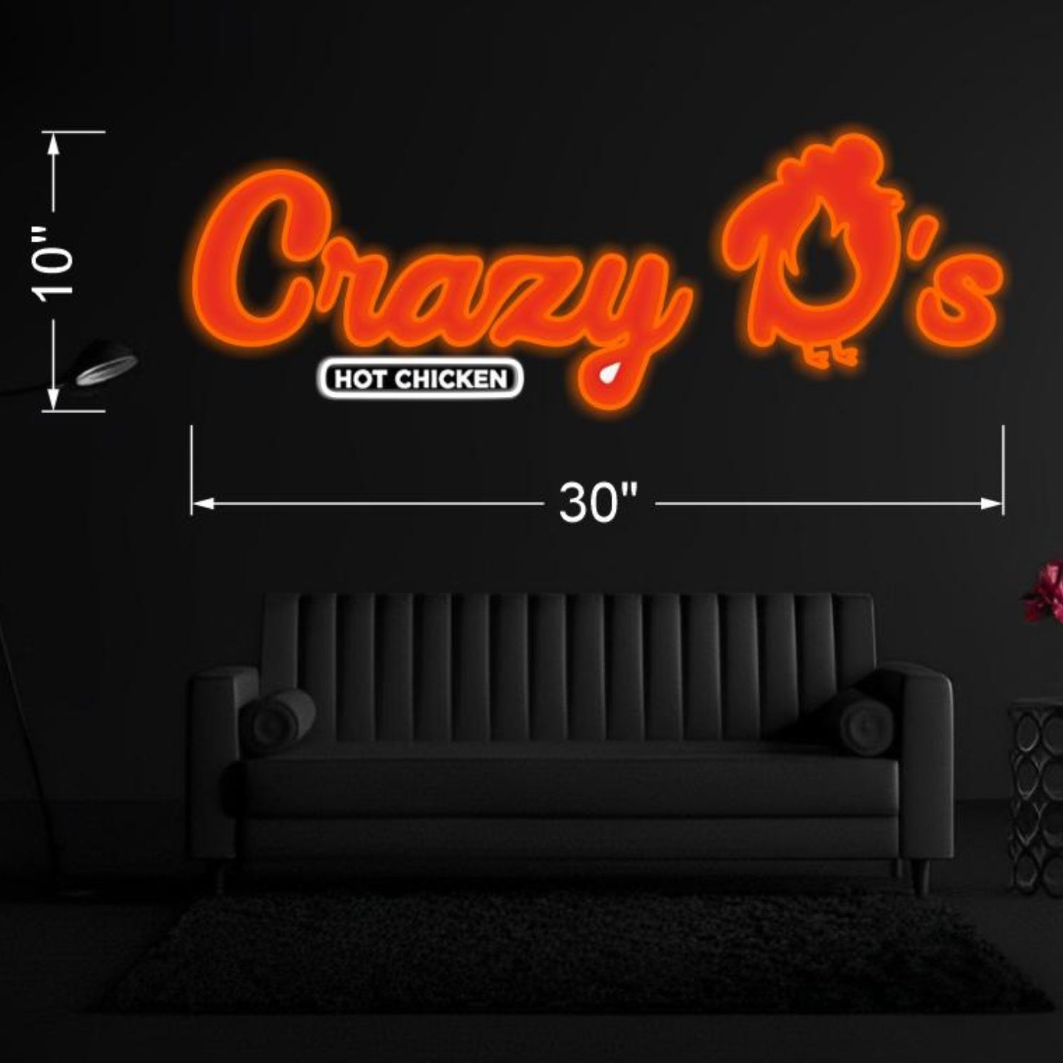 Crazy Os Hot Chicken Cartoon Red-Orange Led Neon Sign For Restaurant Home Decor | Shineneon