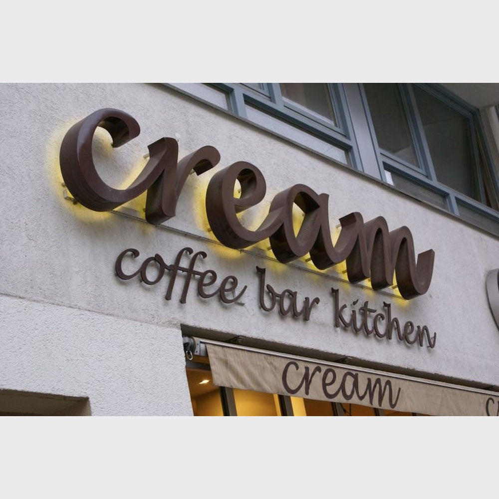 Cream Coffee Bar Kitchen 3D Backlit Channel Letters Led Light Sign