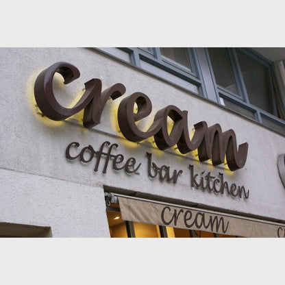Cream Coffee Bar Kitchen 3D Backlit Channel Letters Led Light Sign