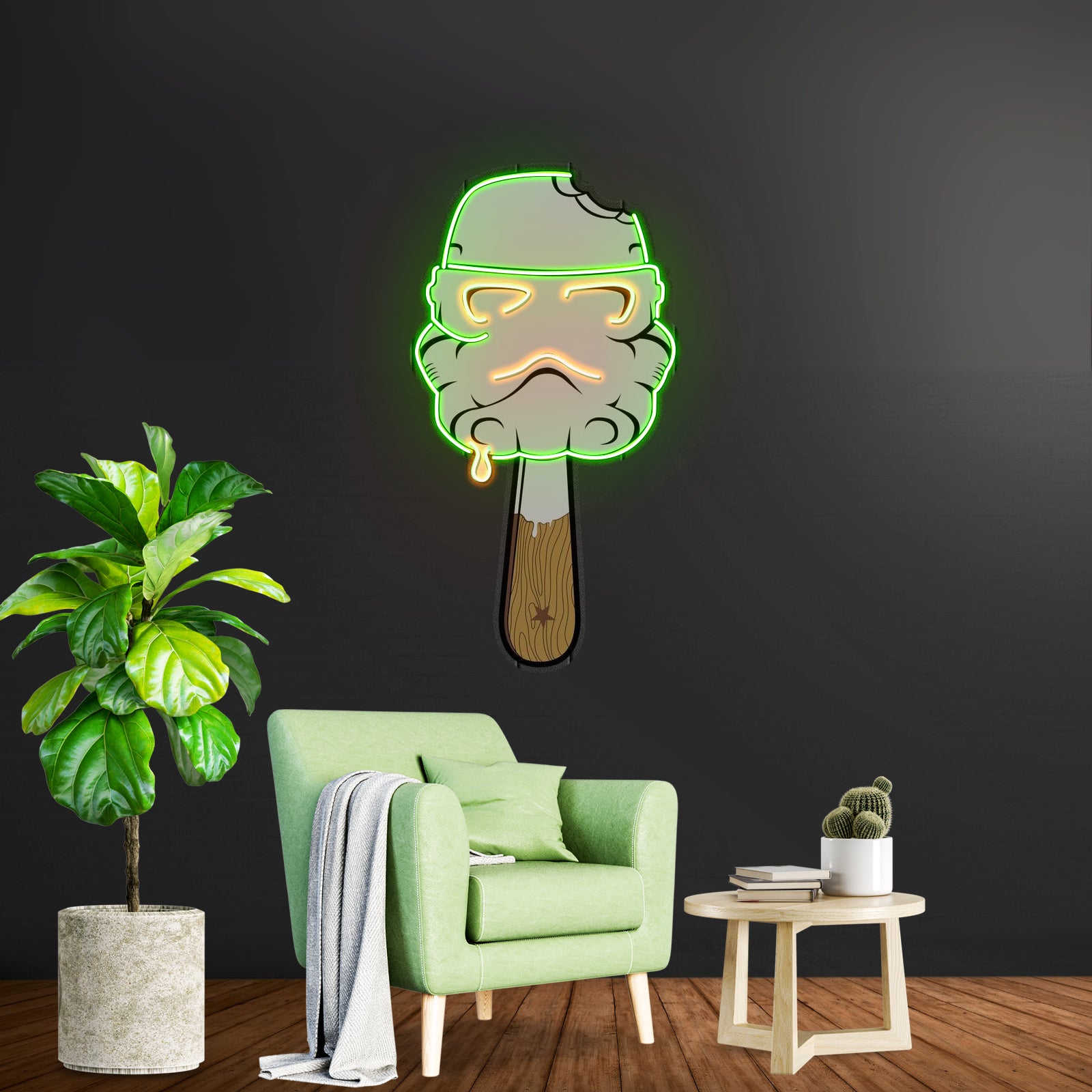 Cream Led Neon Acrylic Artwork For Sale