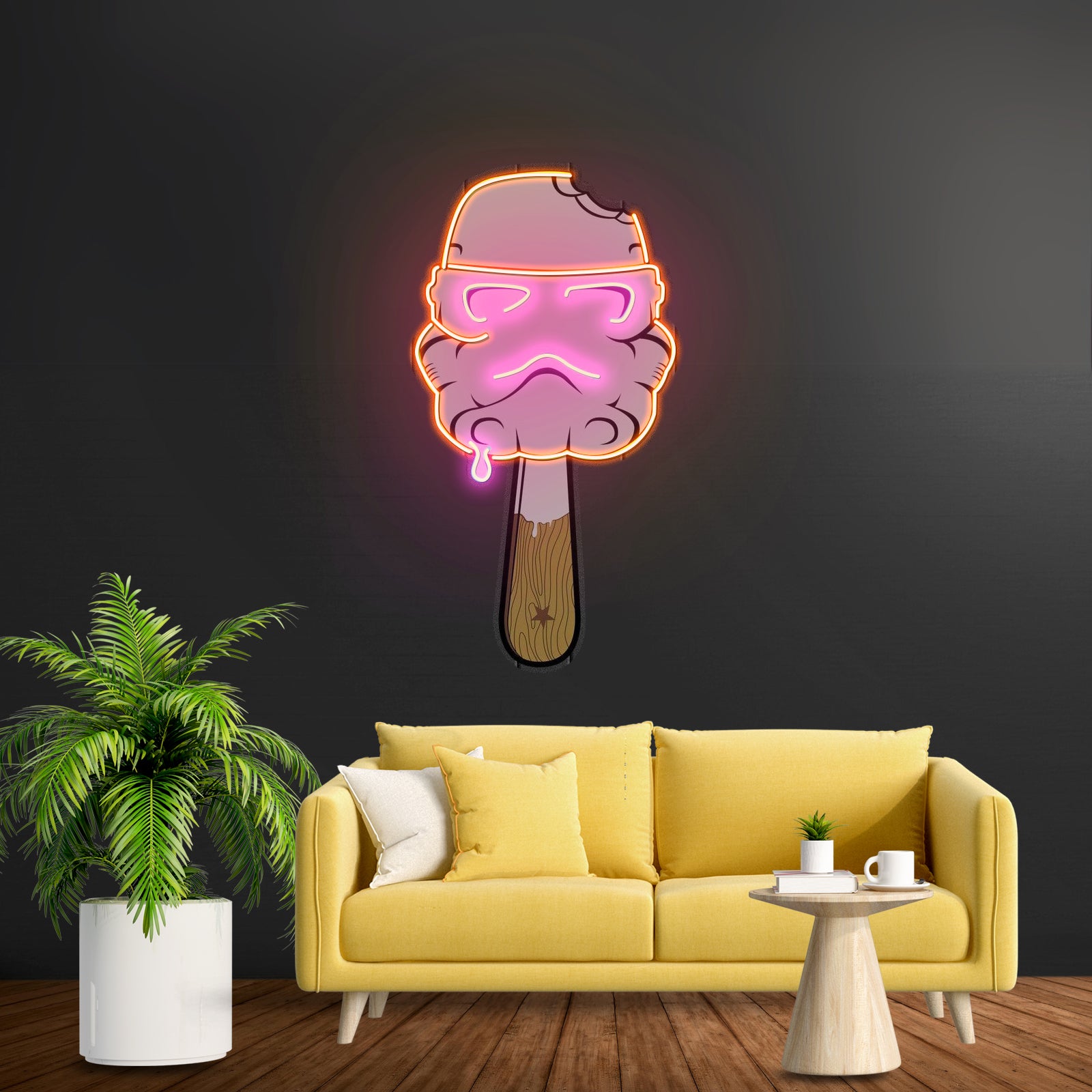 Cream Led Neon Acrylic Artwork For Sale