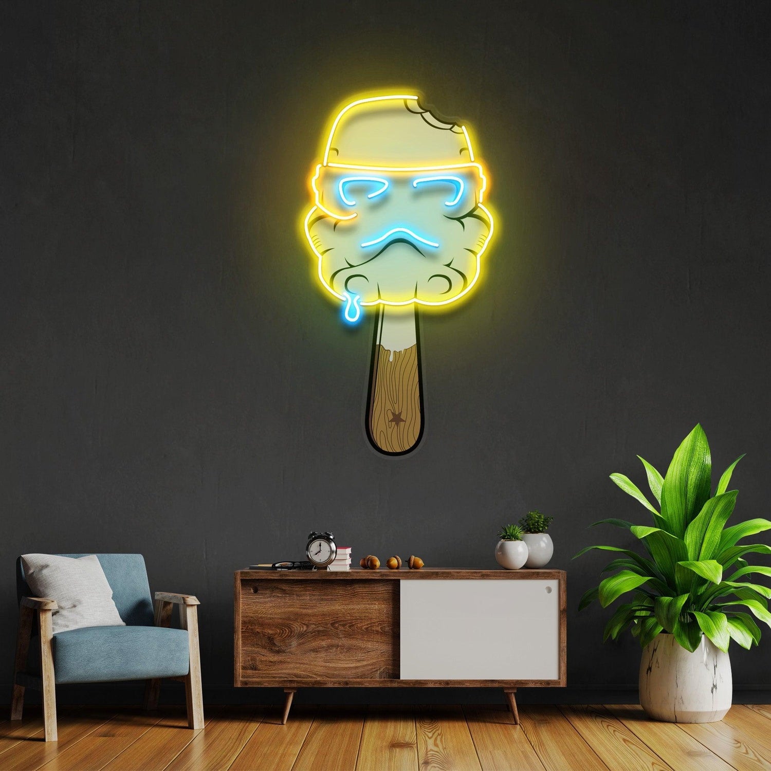 Cream Stormtrooper Ice Cream Uv Printed Led Neon Sign For Home Decor | Shineneon