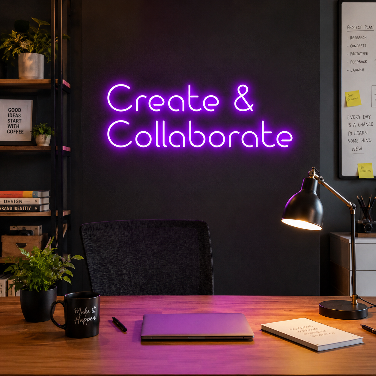 Create And Collaborate Wall Decor LED Neon Sign - 03 Real Lifestyle Scene