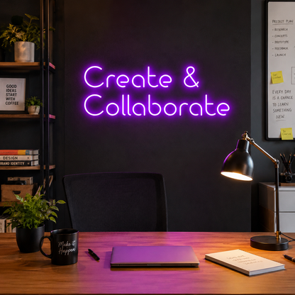 Create And Collaborate Wall Decor LED Neon Sign - 03 Real Lifestyle Scene