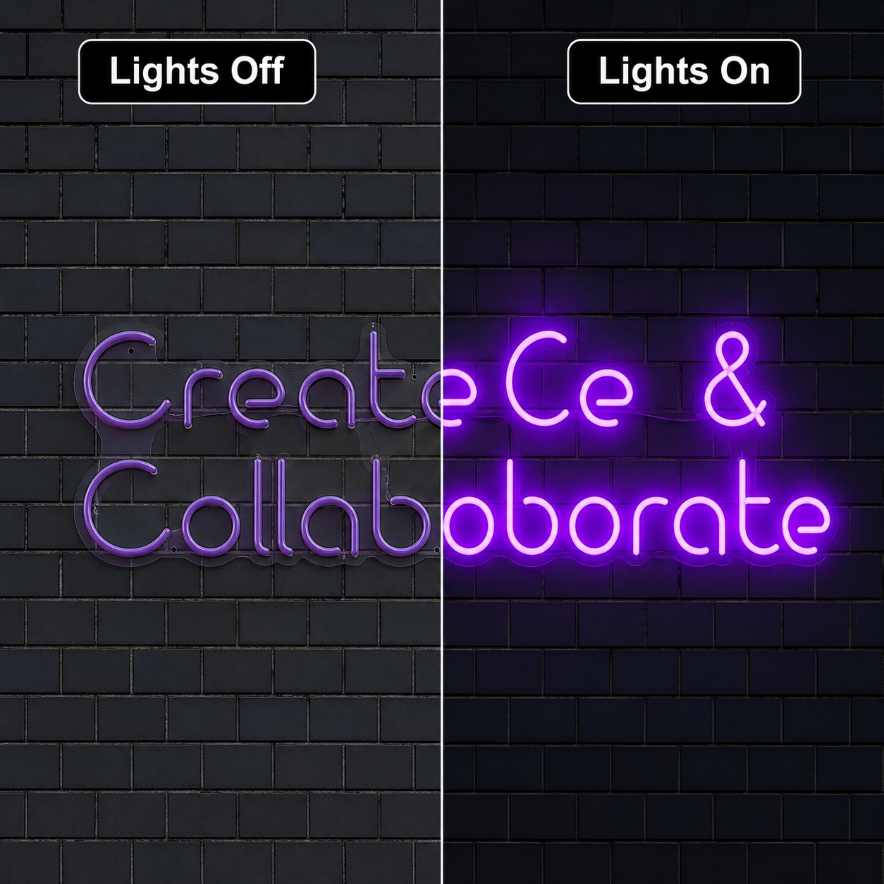 Create And Collaborate Wall Decor LED Neon Sign - 06 Day Night Comparison