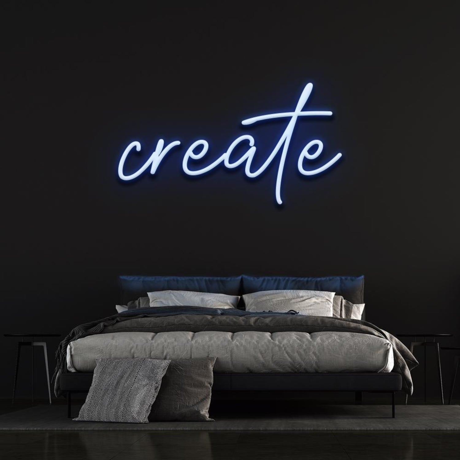 Create Led Neon Sign Light Blue Bedroom Wall Art For Creative Spaces | Shineneon