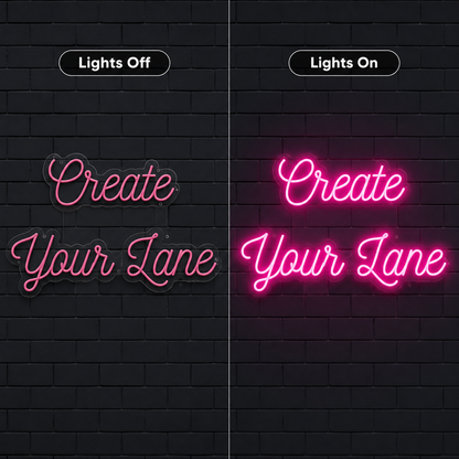 Create Your Lane Wall Decor LED Neon Sign - 06 Day Night Comparison