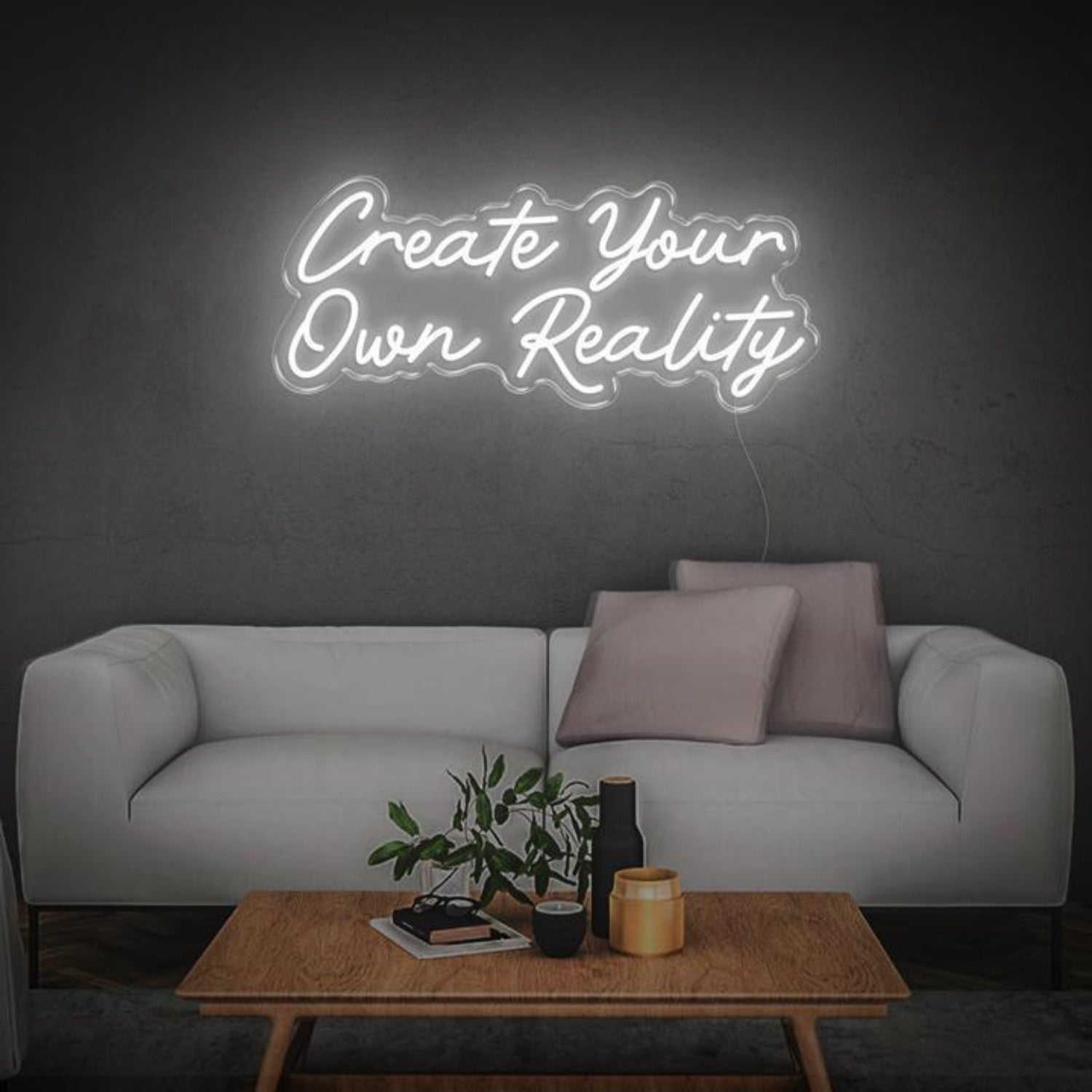 Create Your Own Reality Purple Curvy Led Neon Sign For Modern Home Wall Decor | Shineneon