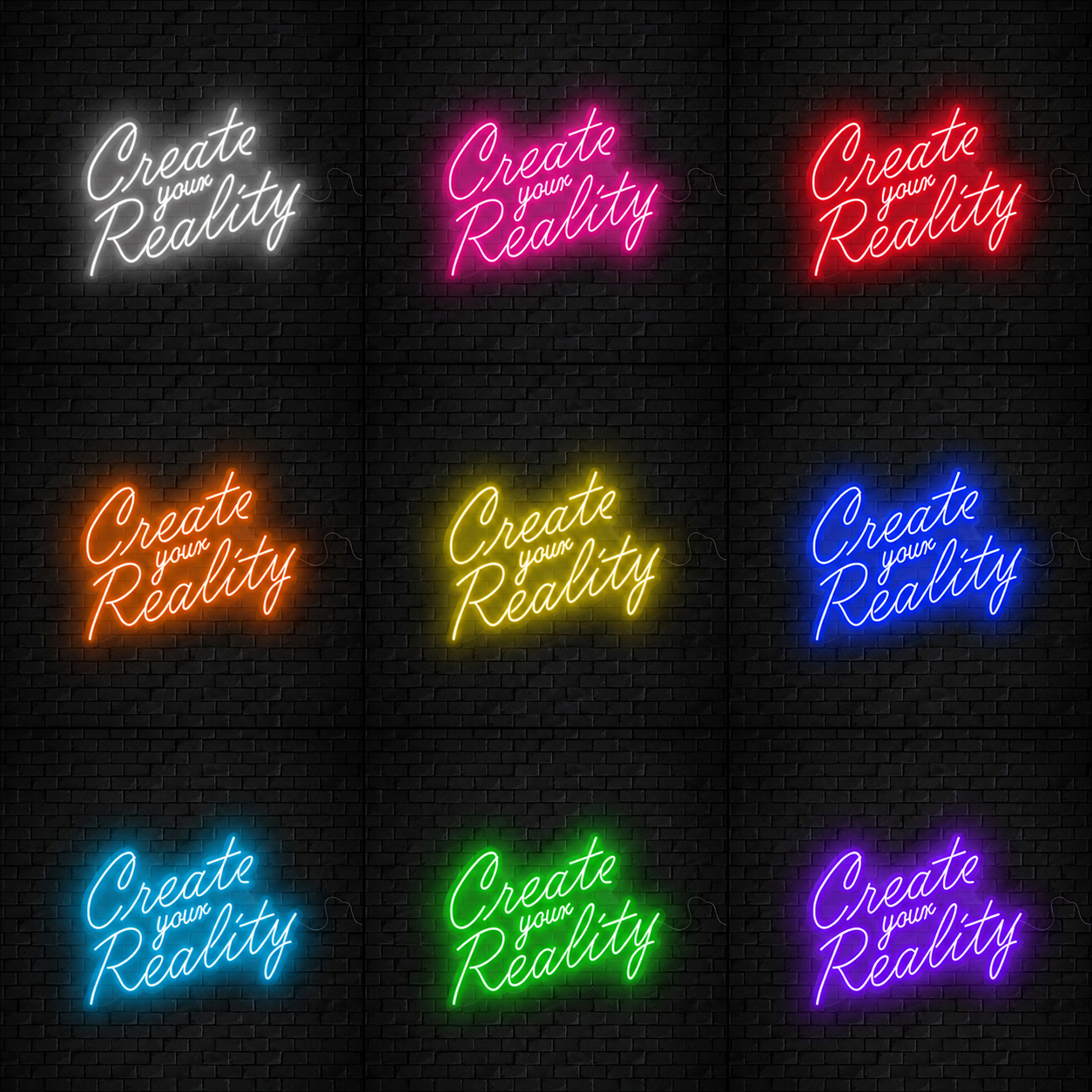 Create Your Reality Wall Decor LED Neon Sign - 05 Color Grid