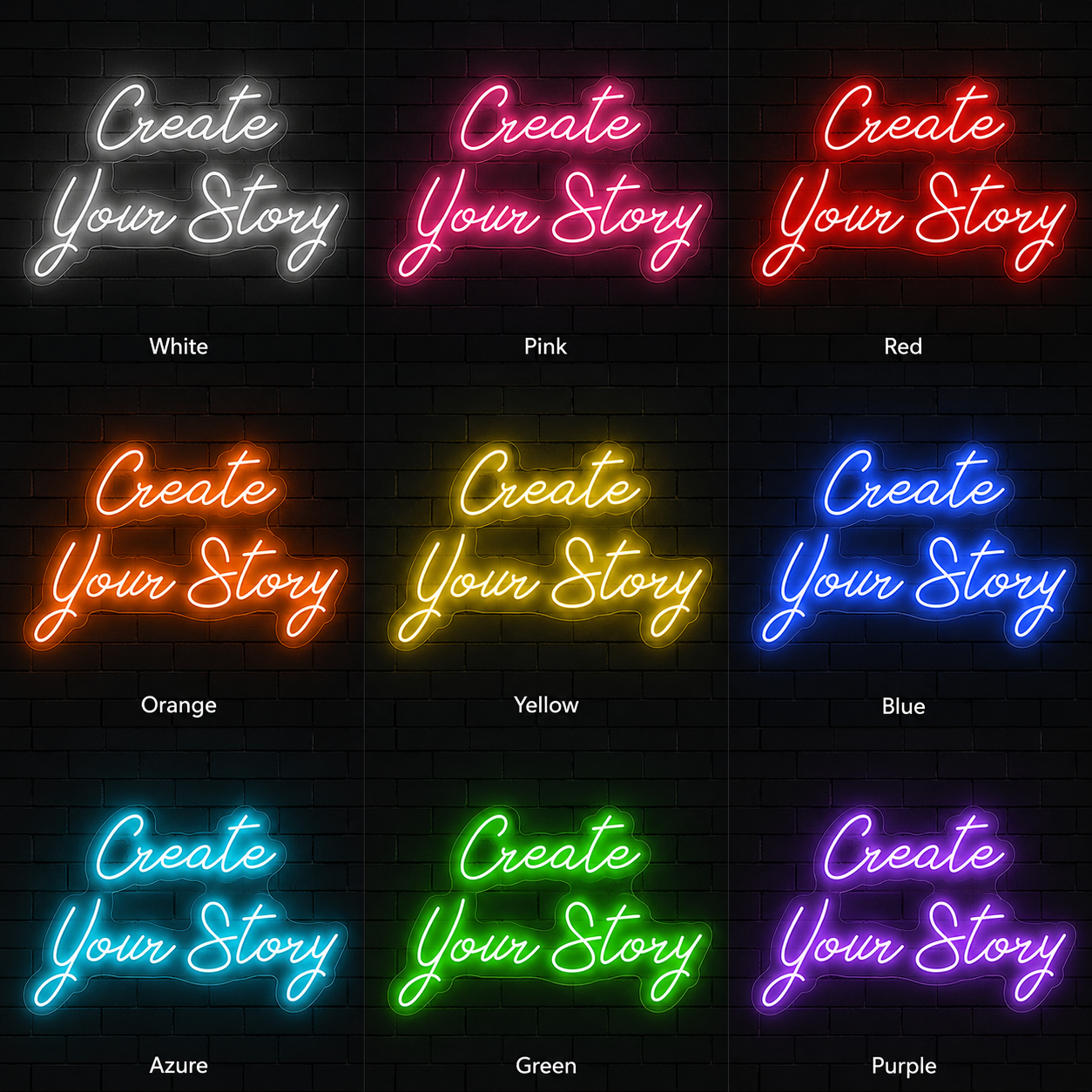 Create Your Story Wall Decor LED Neon Sign - 05 Color Grid