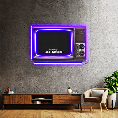 Created By Jack Stauber Retro Tv Wall Artwork Neon Signs