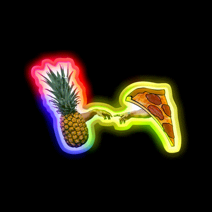 Creation Of Pineapple Pizza Snack Food Led Neon Sign Rgb Color - LED neon sign close-up detail