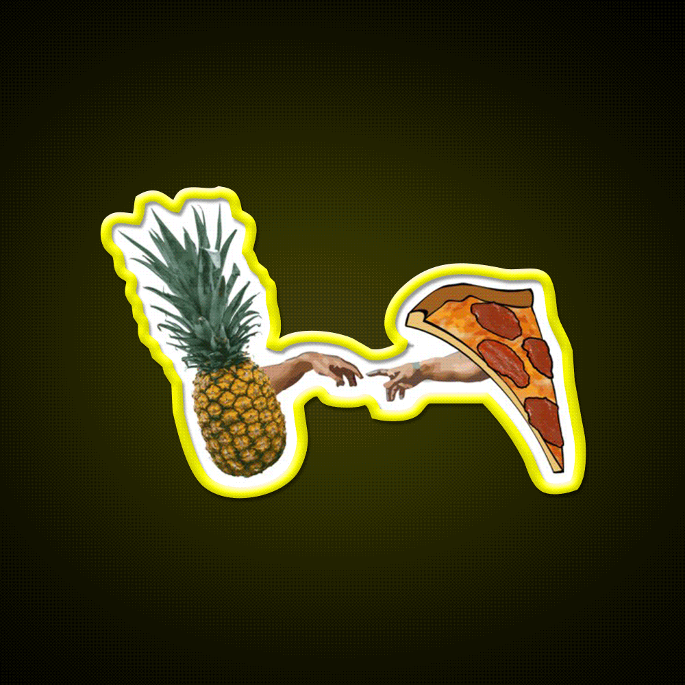 Creation Of Pineapple Pizza Snack Food Led Neon Sign Rgb Color - Custom LED neon sign front view