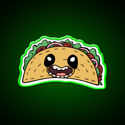 Creepy Smiling Taco Face Taco Led Neon Sign Mexican Food Sign Rgb Color - Shineneon