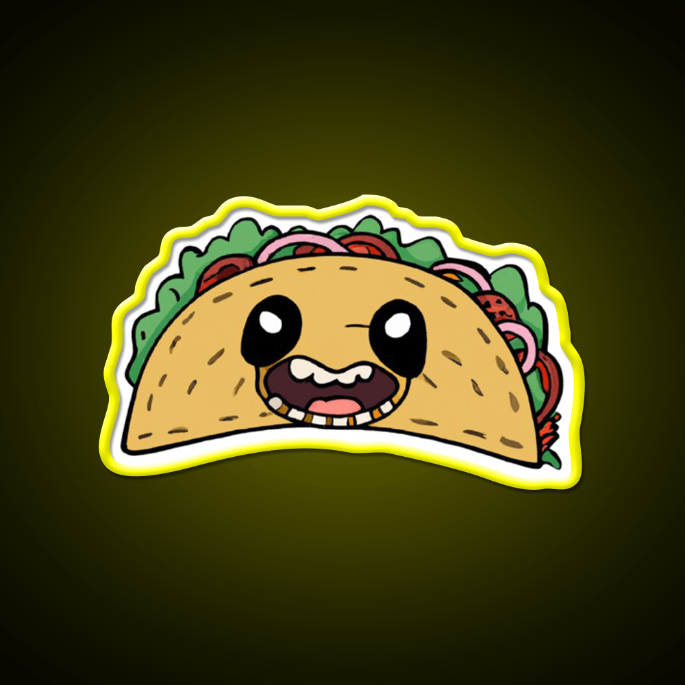 Creepy Smiling Taco Face Taco Led Neon Sign Mexican Food Sign Rgb Color - Shineneon