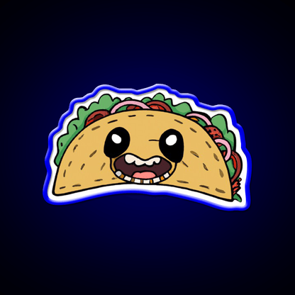 Creepy Smiling Taco Face Taco Led Neon Sign Mexican Food Sign Rgb Color - Shineneon