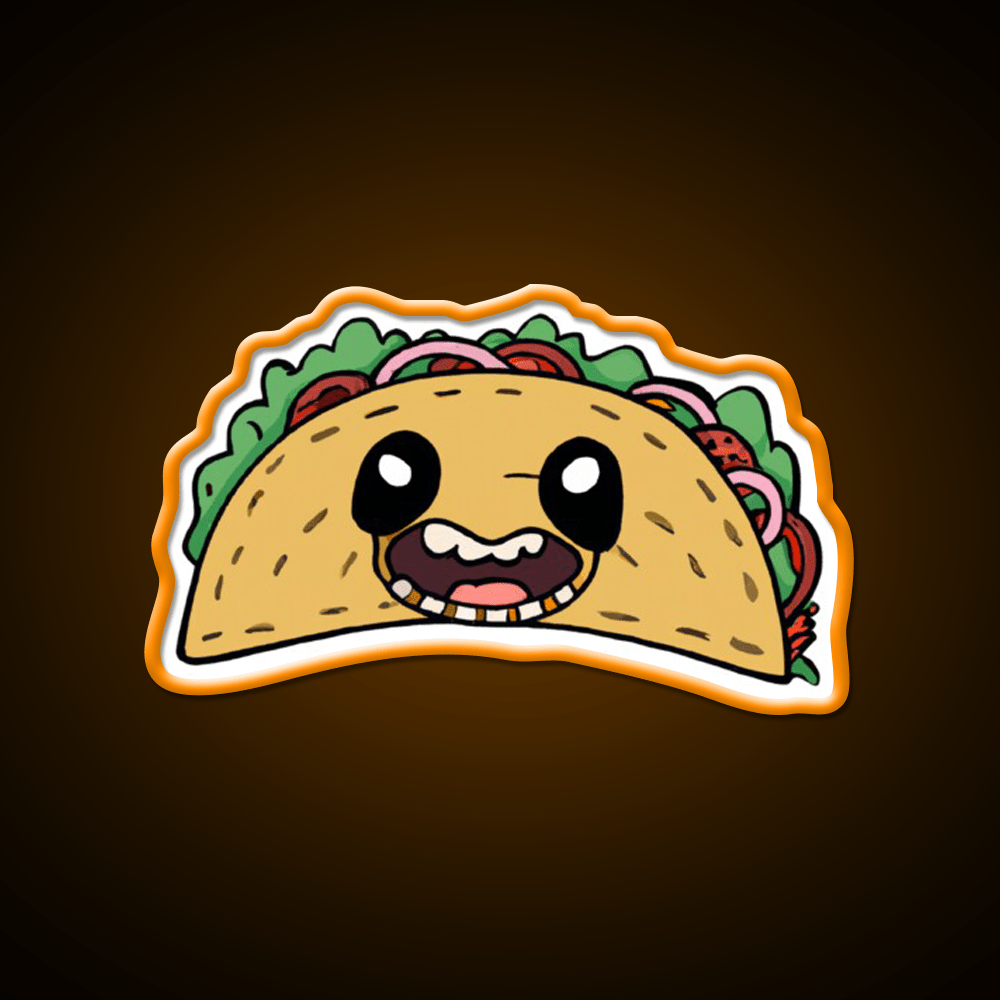 Creepy Smiling Taco Face Taco Led Neon Sign Mexican Food Sign Rgb Color - Shineneon