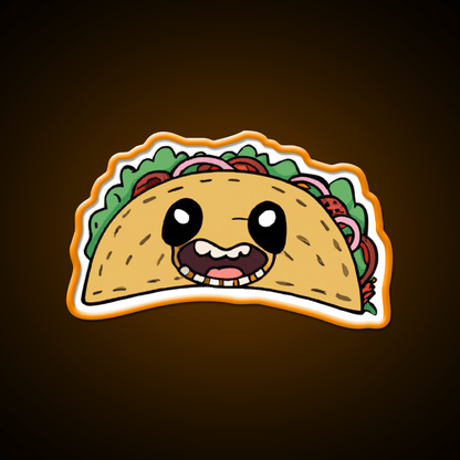 Creepy Smiling Taco Face Taco Led Neon Sign Mexican Food Sign Rgb Color - Shineneon