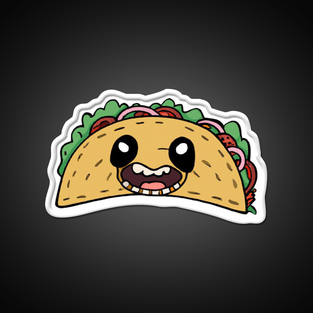 Creepy Smiling Taco Face Taco Led Neon Sign Mexican Food Sign Rgb Color - Shineneon