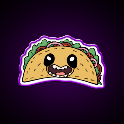 Creepy Smiling Taco Face Taco Led Neon Sign Mexican Food Sign Rgb Color - Shineneon