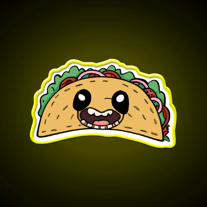 Creepy Smiling Taco Face Taco Led Neon Sign Mexican Food Sign Rgb Color - Custom LED neon sign front view