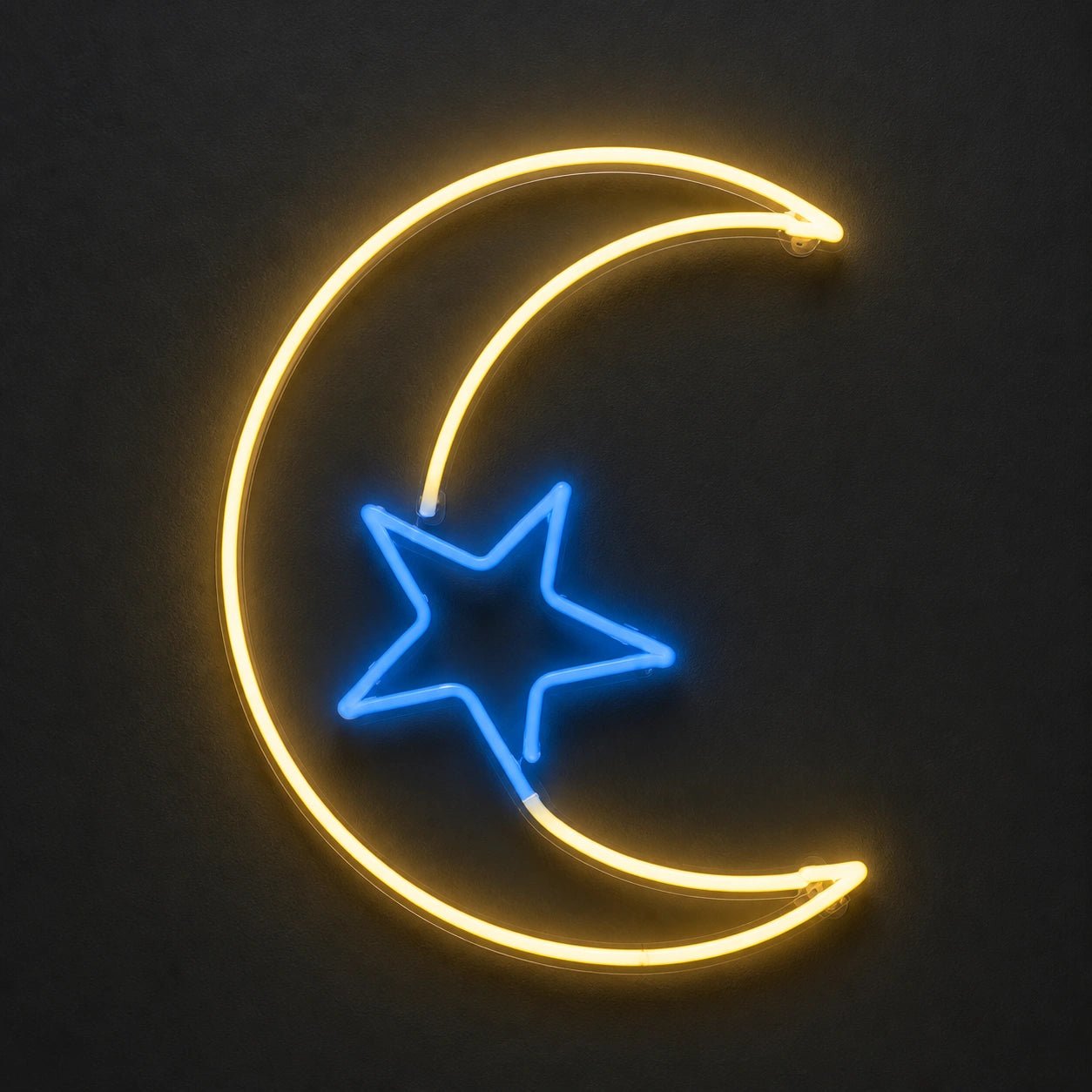 Crescent Moon Center Star Vintage LED Neon Sign - Shineneon