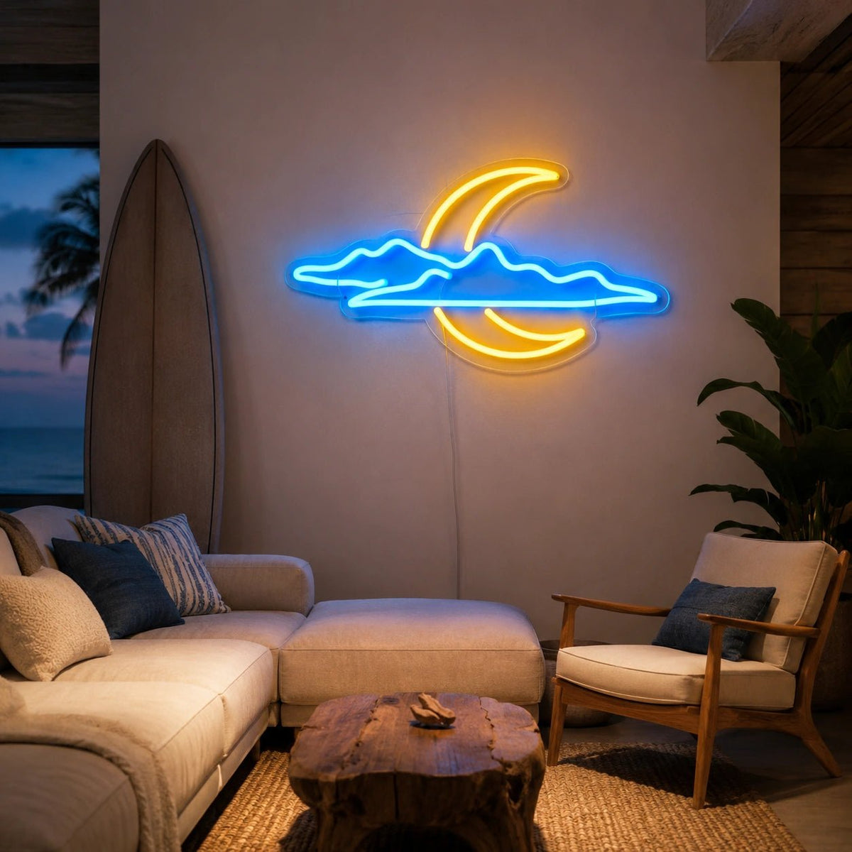 Crescent Moon Cloud LED Neon Sign - Shineneon
