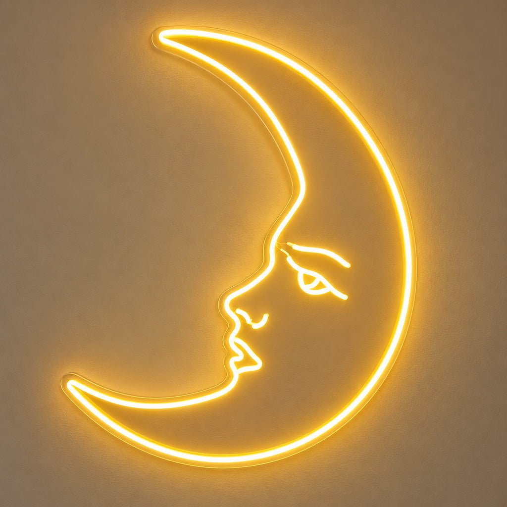 Crescent Moon Face LED Neon Sign - Shineneon