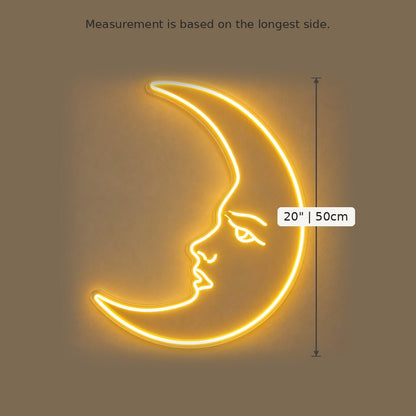 Crescent Moon Face LED Neon Sign - Shineneon