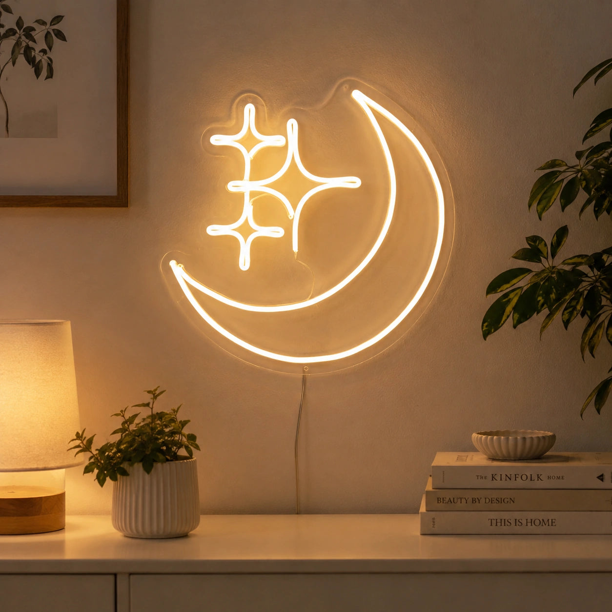 Crescent Moon Line Neon Sign LED Neon Sign real lifestyle scene