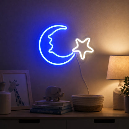 Crescent Moon Star Neon Sign LED Neon Sign real lifestyle scene