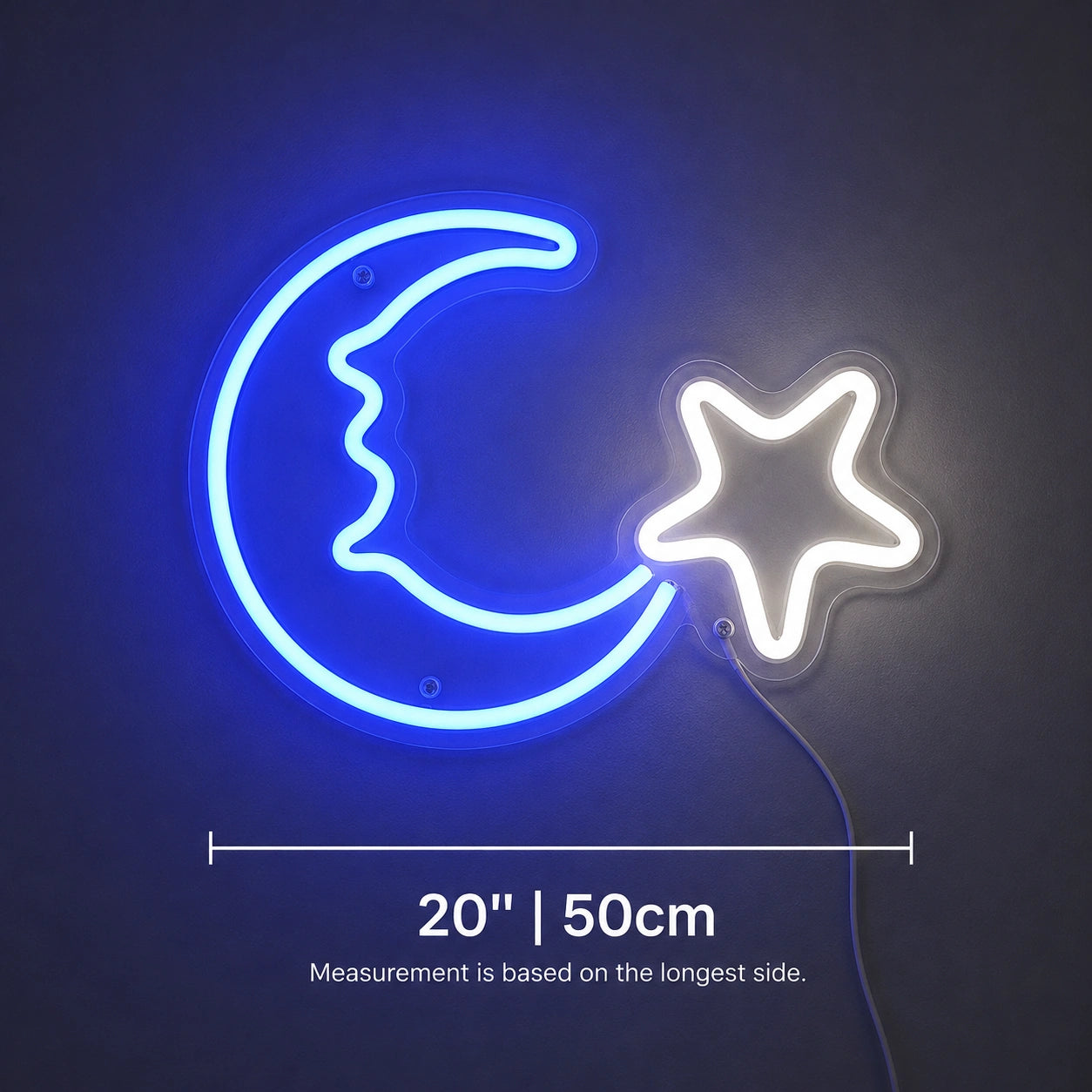 Crescent Moon Star Neon Sign LED Neon Sign size image