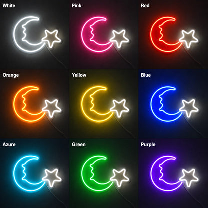 Crescent Moon Star Neon Sign LED Neon Sign color grid