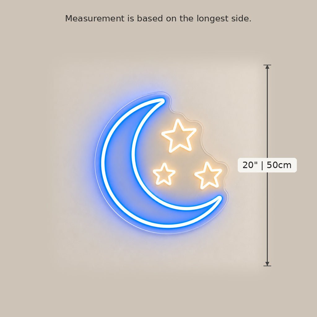 Crescent Moon Three Stars LED Neon Sign - Shineneon