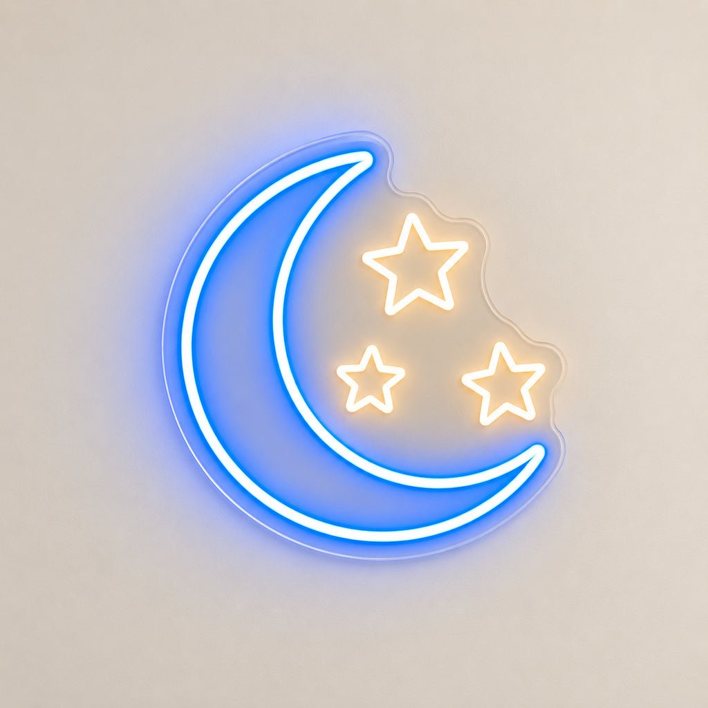 Crescent Moon Three Stars LED Neon Sign - Shineneon