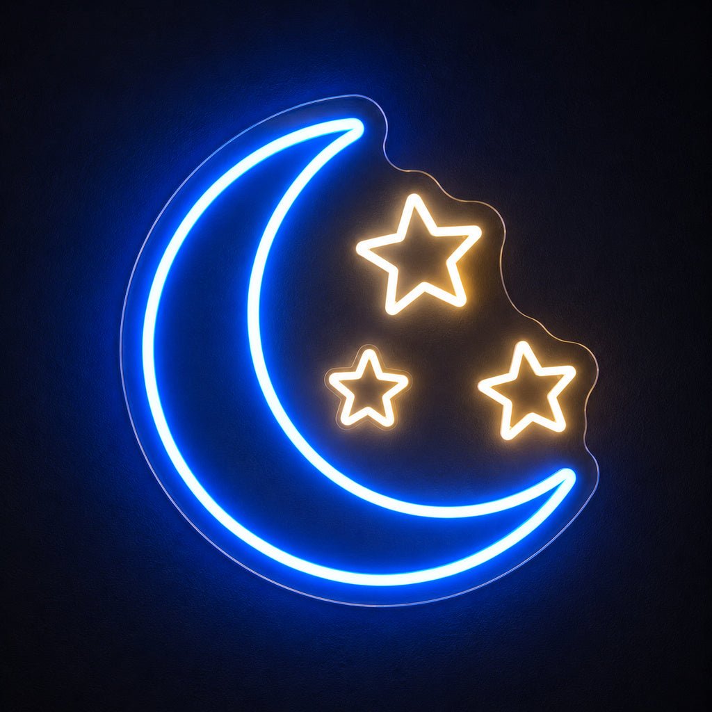 Crescent Moon Three Stars LED Neon Sign - Shineneon