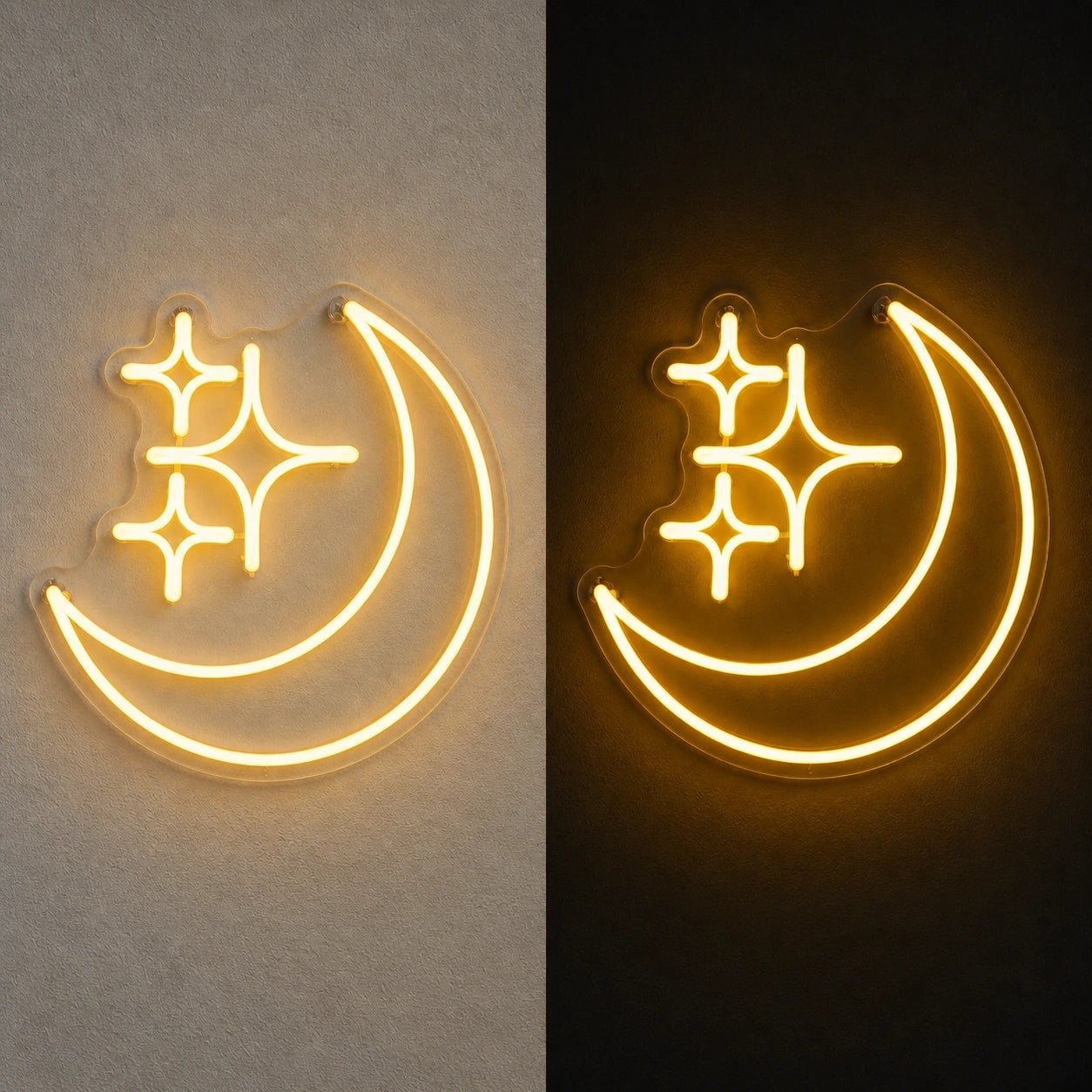 Crescent Moon Three Stars Vintage LED Neon Sign - Shineneon