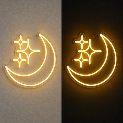Crescent Moon Three Stars Vintage LED Neon Sign - Shineneon