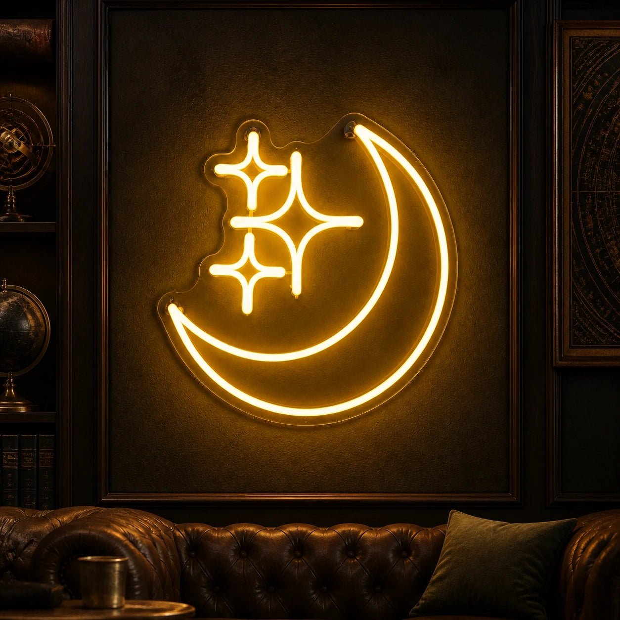Crescent Moon Three Stars Vintage LED Neon Sign - Shineneon