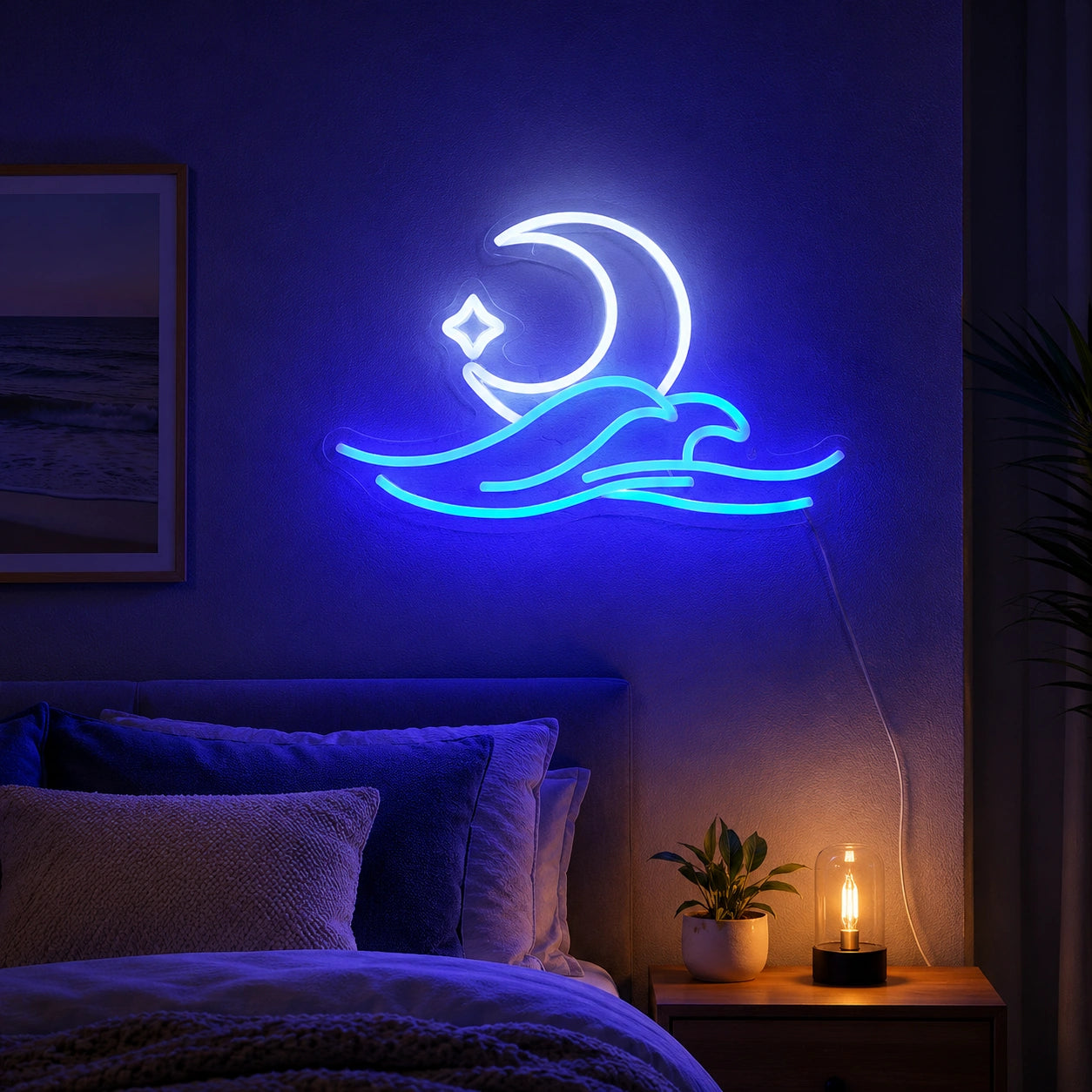 Crescent Wave Neon Sign LED Neon Sign real lifestyle scene
