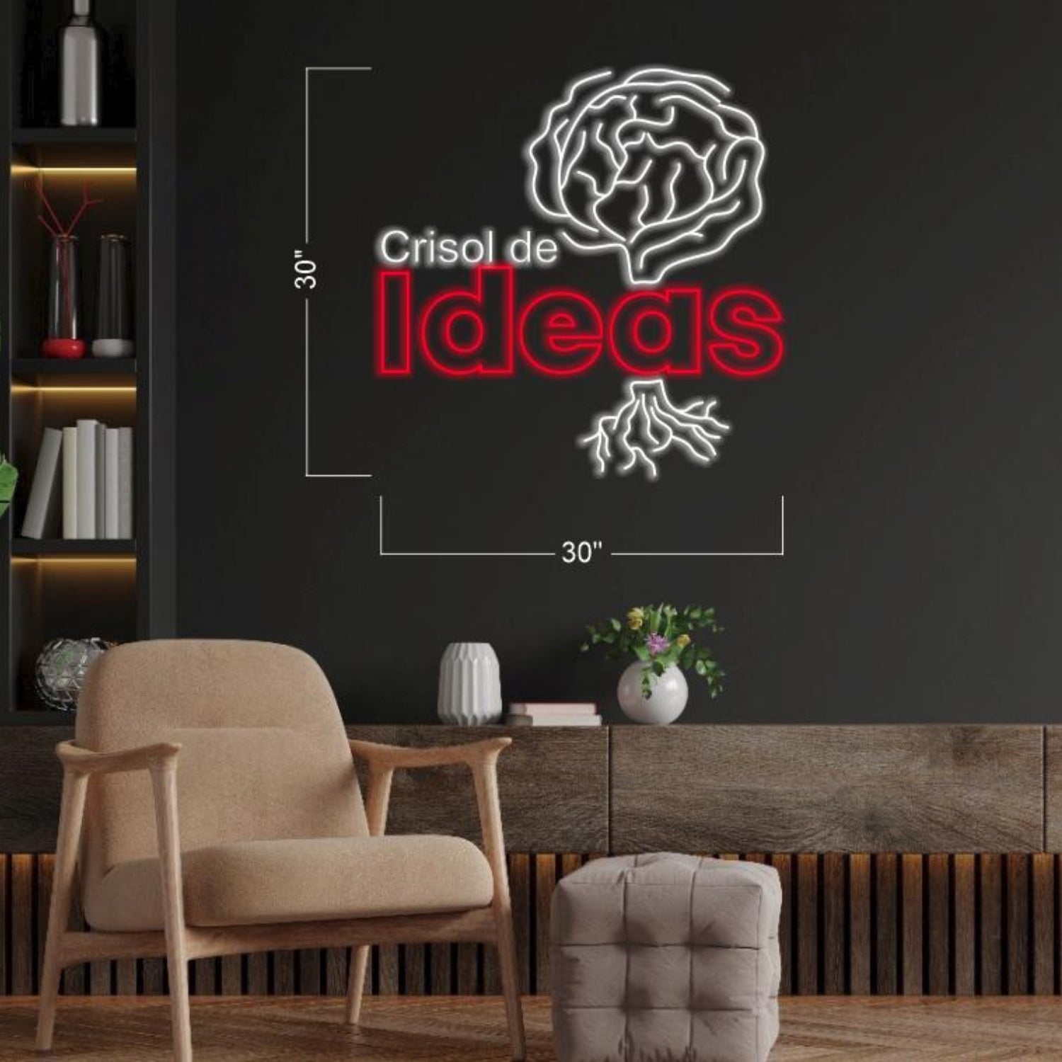 Crisol De Ideas Red-White Brain Root Led Neon Sign For Indoor Decor | Shineneon