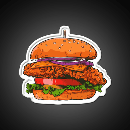 Crispy Chicken Burger Fast Food Led Neon Sign For Burger Place Rgb Color - Shineneon