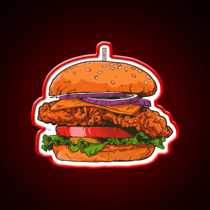 Crispy Chicken Burger Fast Food Led Neon Sign For Burger Place Rgb Color - Shineneon