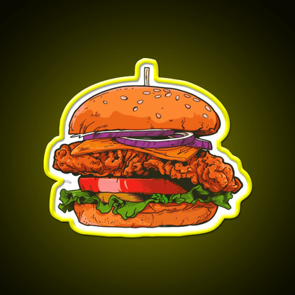 Crispy Chicken Burger Fast Food Led Neon Sign For Burger Place Rgb Color - Shineneon