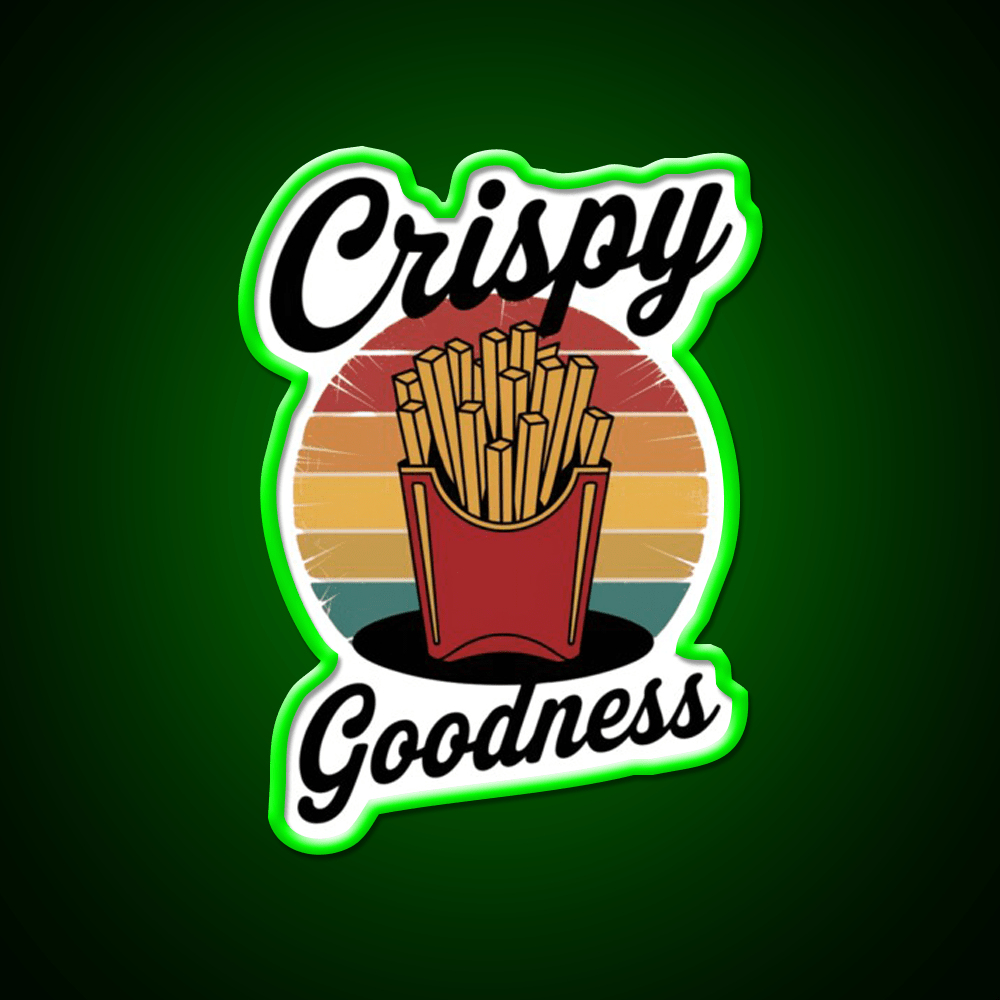 Crispy Goodness Fries Lover Fast Food Led Neon Sign For Burger Place Rgb Color - Shineneon