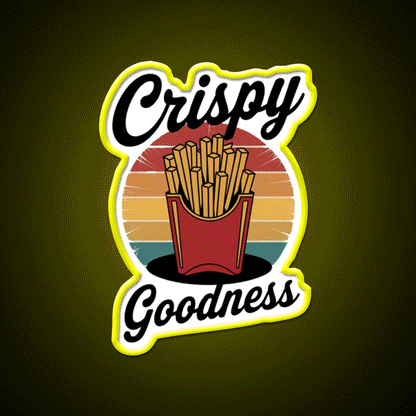 Crispy Goodness Fries Lover Fast Food Led Neon Sign For Burger Place Rgb Color - Custom LED neon sign front view